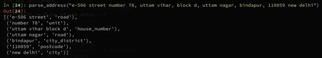 Libpostal address parsing and format example