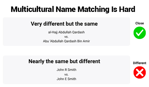 Multicultural name matching with entity resolution