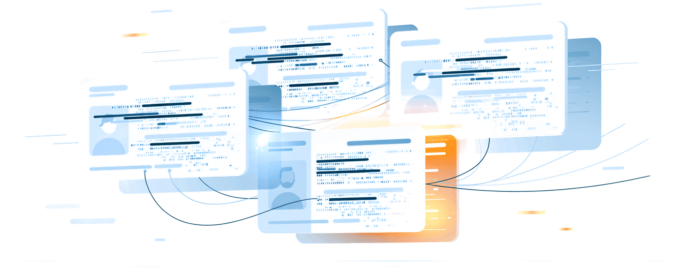 Three identity records converging into a single resolved identity