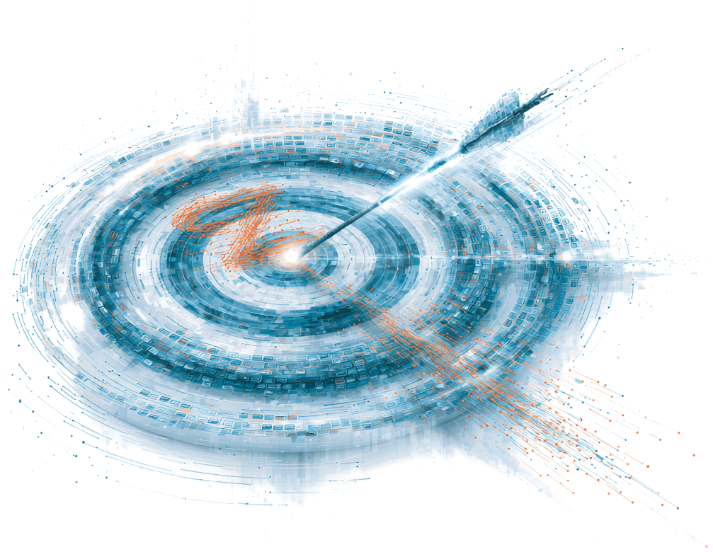 An arrow striking the center of a target formed from claim and policy data